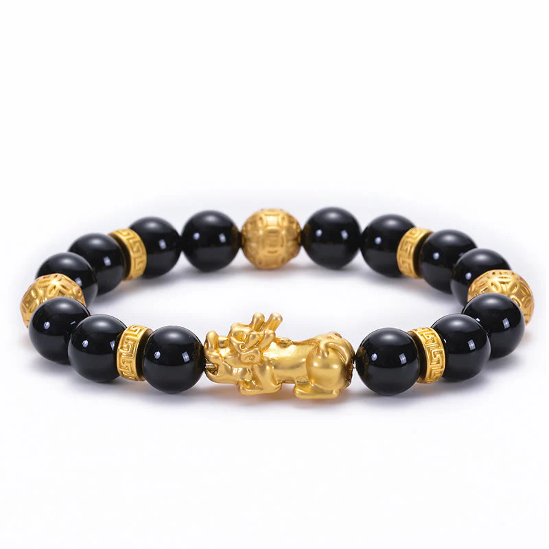 Braccialetto Buddha Stones Ossidiana nera Lega di onice nero PiXiu Om Mani Padme Hum Strength - Image 11