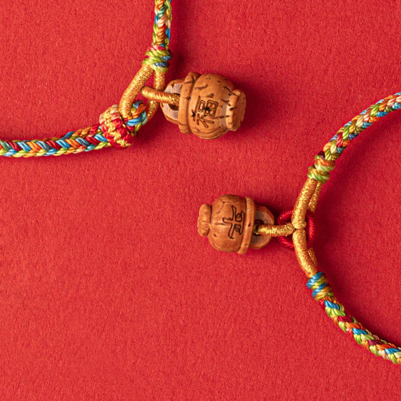 Braccialetto Buddha Stones Peach Wood Fu Character Safe And Well Wealth - Image 15