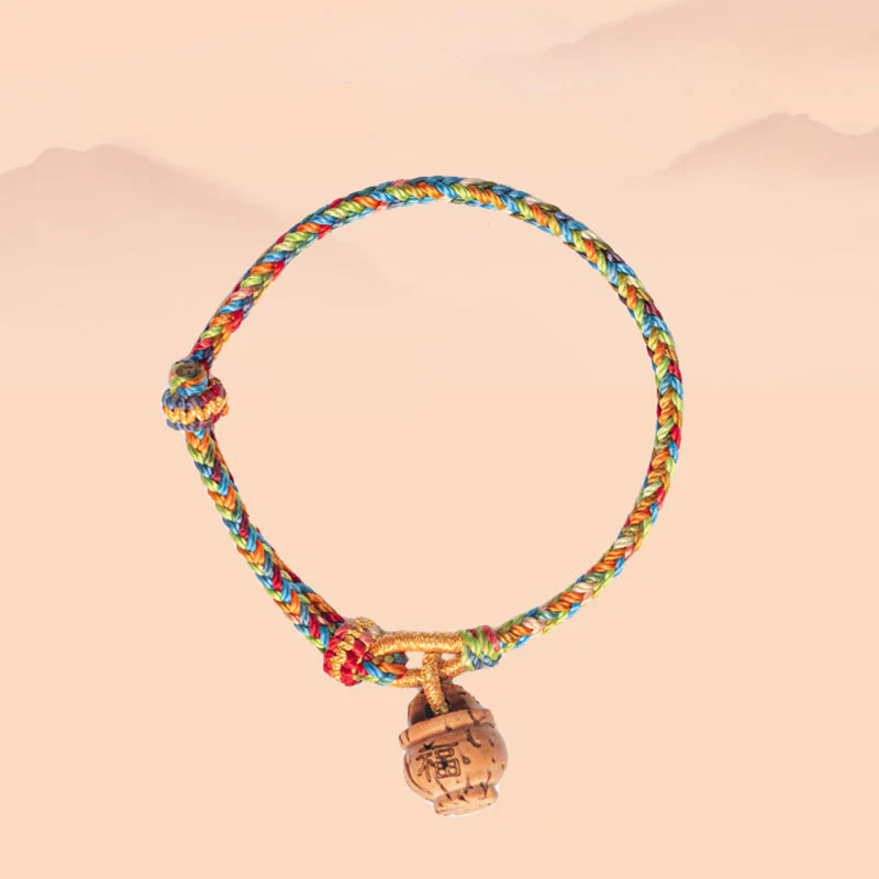 Braccialetto Buddha Stones Peach Wood Fu Character Safe And Well Wealth - Image 4