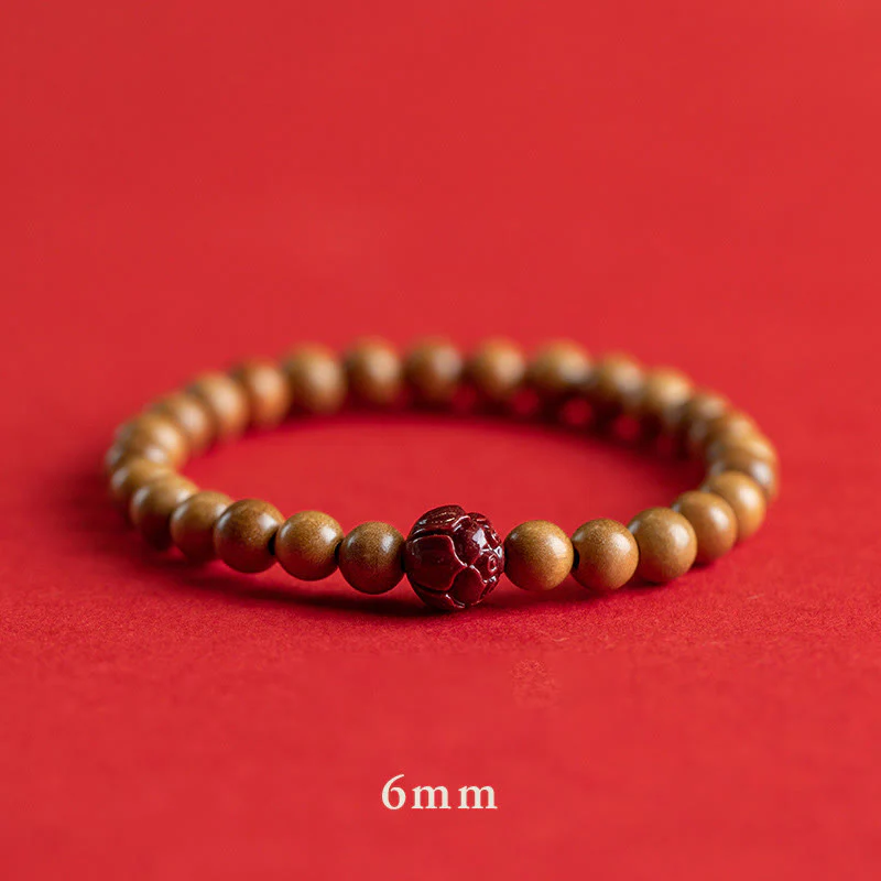 Braccialetto Buddha Stones Peach Wood Lotus Cinnabar Luck Wealth - Image 3