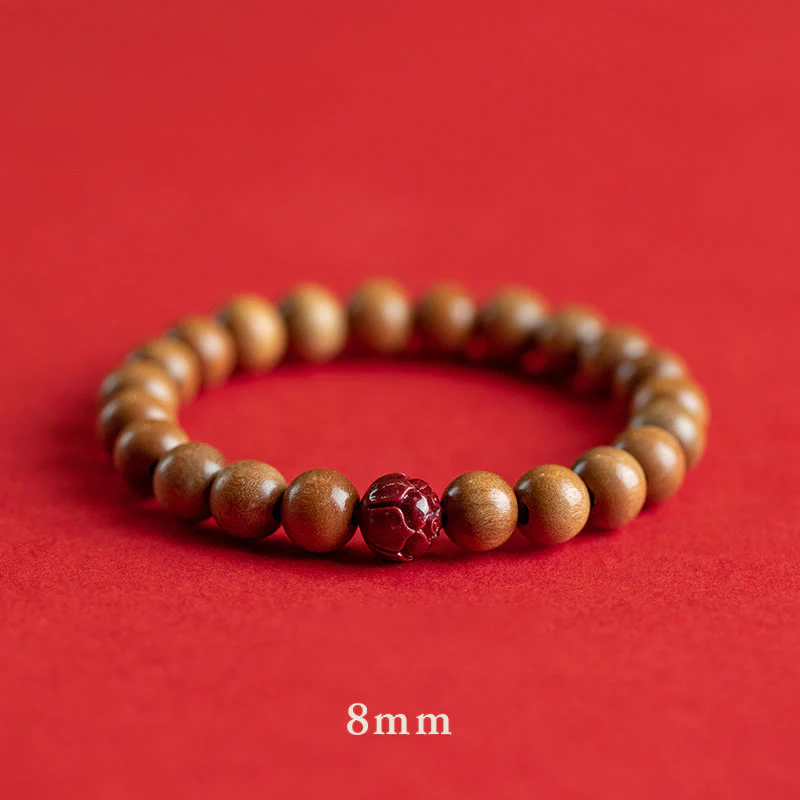 Braccialetto Buddha Stones Peach Wood Lotus Cinnabar Luck Wealth - Image 4