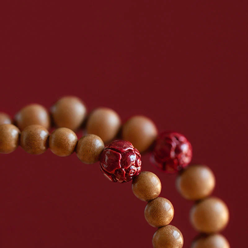 Braccialetto Buddha Stones Peach Wood Lotus Cinnabar Luck Wealth - Image 6