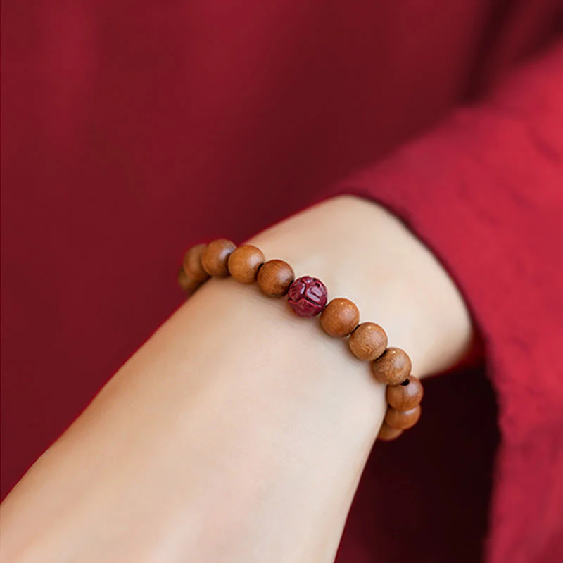 Braccialetto Buddha Stones Peach Wood Lotus Cinnabar Luck Wealth - Image 9