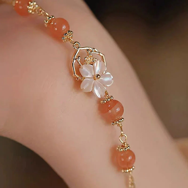 Braccialetto Buddha Stones Red Agate Tridacna Stone Flower Confidence - Image 9