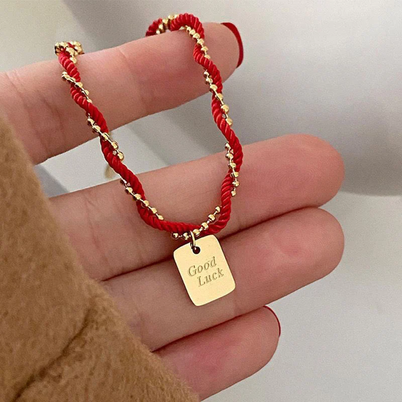 Braccialetto Buddha Stones Red String Gold Plated Copper Good Luck Strength - Image 11