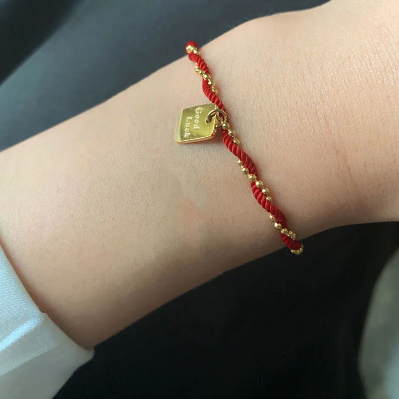 Braccialetto Buddha Stones Red String Gold Plated Copper Good Luck Strength - Image 13