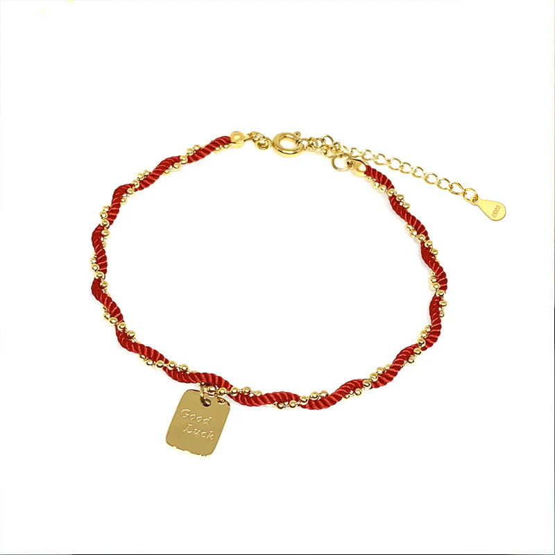Braccialetto Buddha Stones Red String Gold Plated Copper Good Luck Strength - Image 21