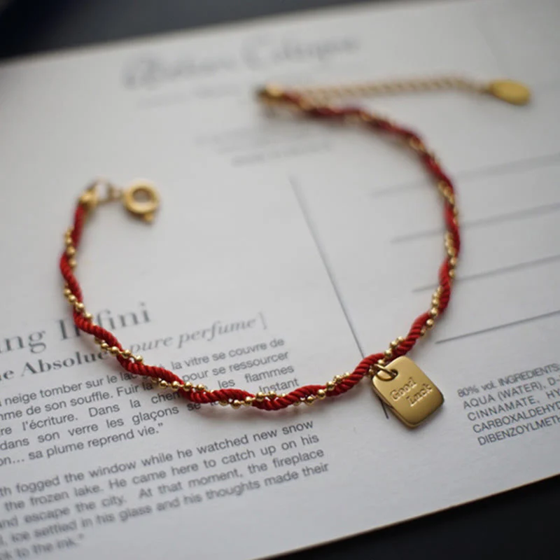 Braccialetto Buddha Stones Red String Gold Plated Copper Good Luck Strength - Image 5