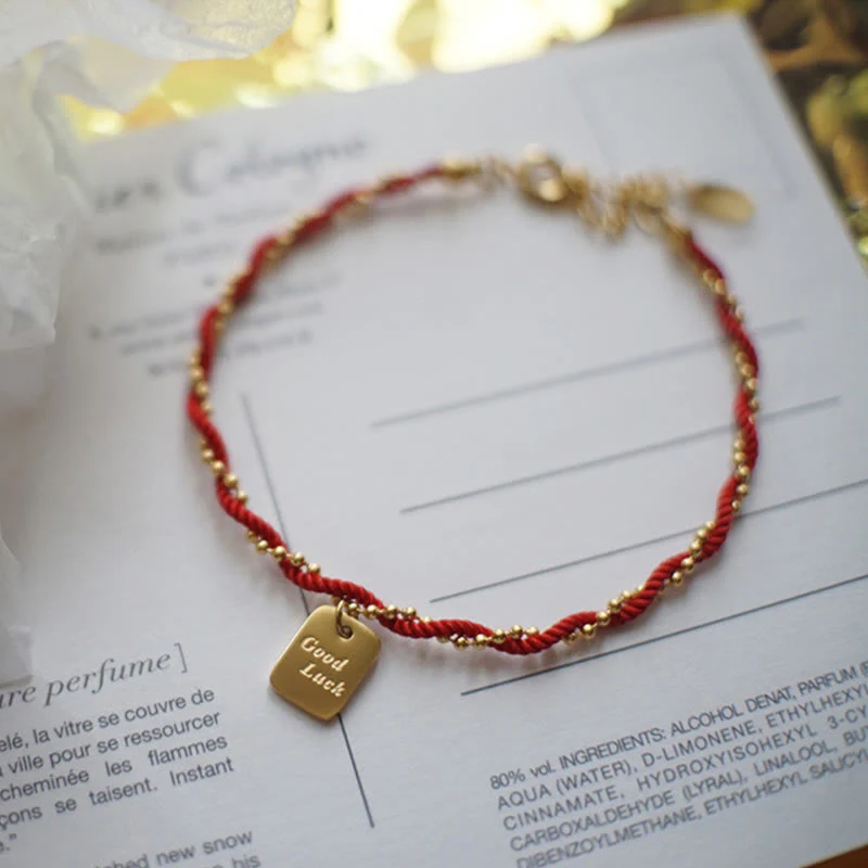 Braccialetto Buddha Stones Red String Gold Plated Copper Good Luck Strength - Image 9