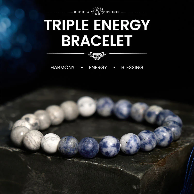 Braccialetto Buddha Stones Sodalite Picasso Jasper Bianco Turchese Intuizione