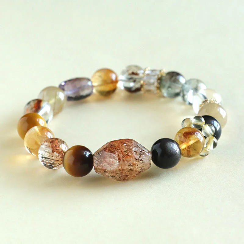Braccialetto Buddha Stones Super Seven Crystal Topaz Obsidian Tiger Eye Positivity