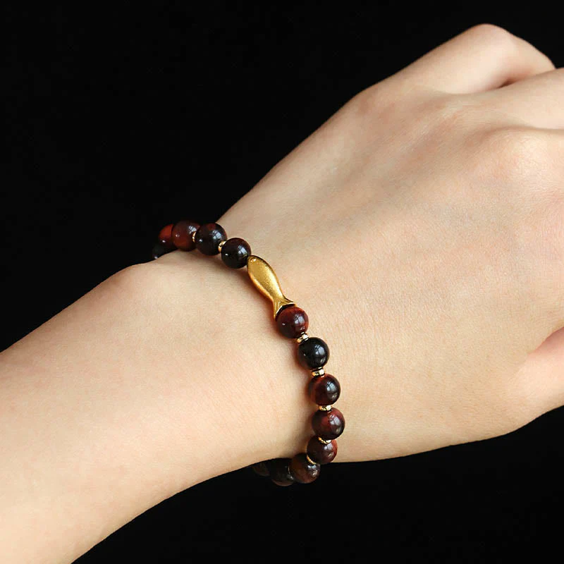 Braccialetto Buddha Stones Tiger Eye Koi Fish Coraggio - Image 4