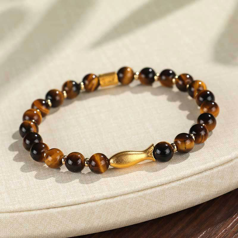Braccialetto Buddha Stones Tiger Eye Koi Fish Coraggio - Image 5