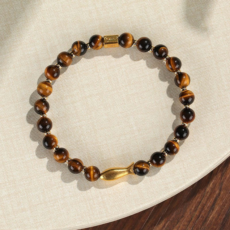 Braccialetto Buddha Stones Tiger Eye Koi Fish Coraggio - Image 8