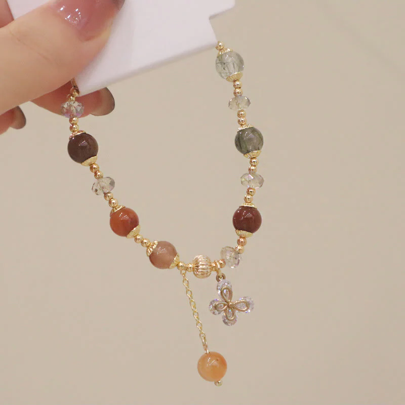Braccialetto con ciondolo a farfalla con cristallo arcobaleno naturale Fu Lu Shou Buddha Stones Rutilato - Image 10