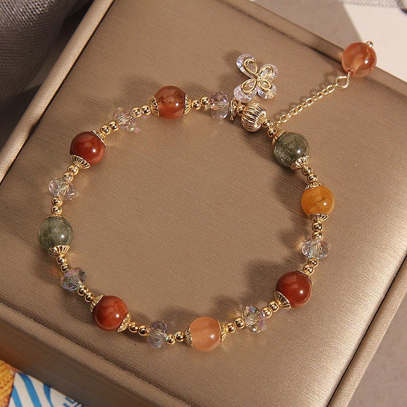 Braccialetto con ciondolo a farfalla con cristallo arcobaleno naturale Fu Lu Shou Buddha Stones Rutilato - Image 4