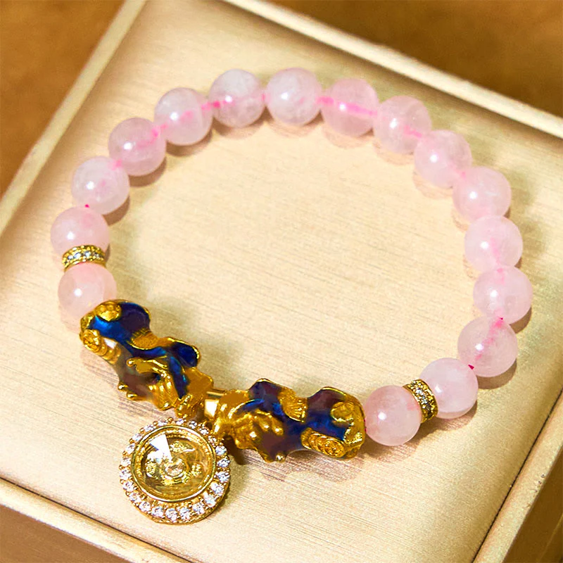 Braccialetto con ciondolo a forma di ciclone PiXiu Buddha Stones e cristallo rosa che cambia colore - Image 2