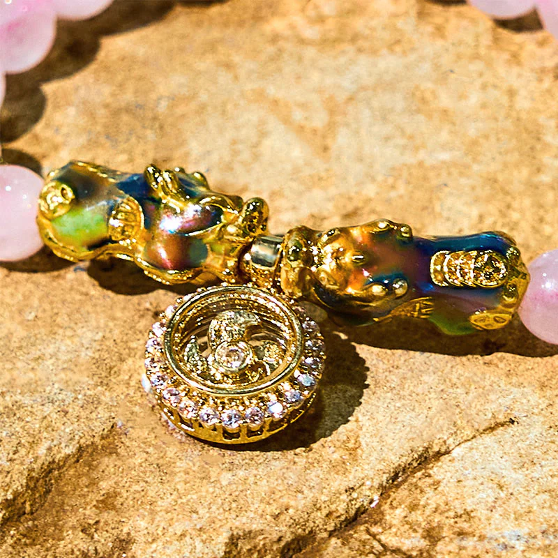 Braccialetto con ciondolo a forma di ciclone PiXiu Buddha Stones e cristallo rosa che cambia colore - Image 8