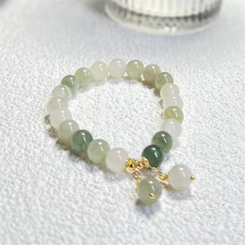Braccialetto con ciondolo a forma di perlina di fortuna con abbondanza di giada sfumata naturale Buddha Stones - Image 3
