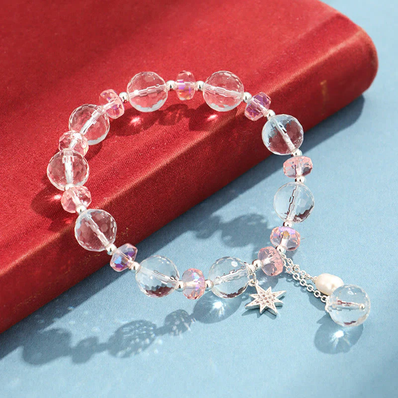 Braccialetto con ciondolo a forma di stella con protezione in cristallo rosa e pietre Buddha Stones - Image 5
