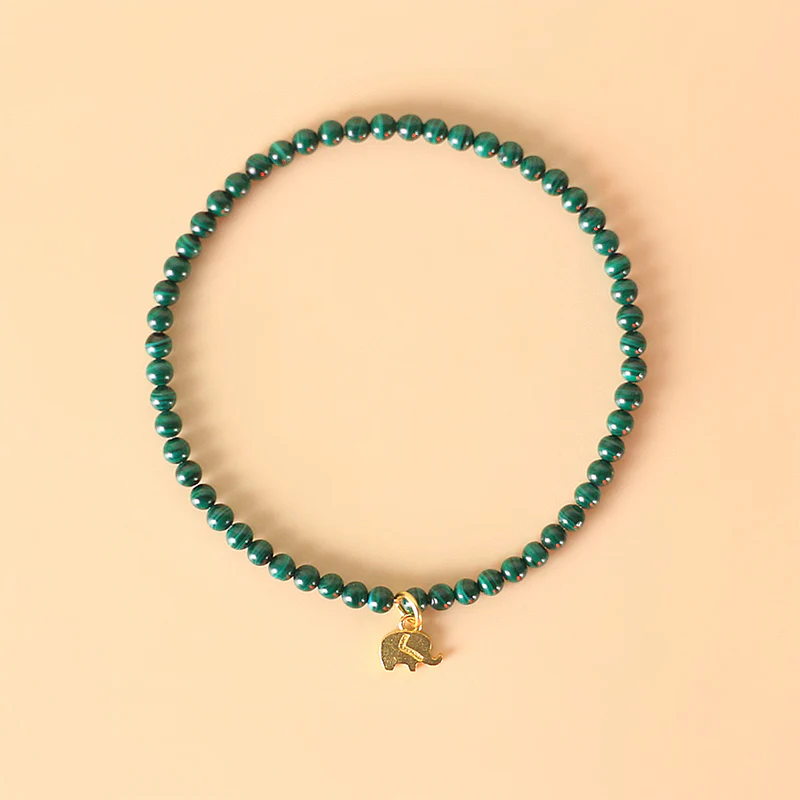 Braccialetto con ciondolo anti-ansia in malachite naturale con elefante Buddha Stones