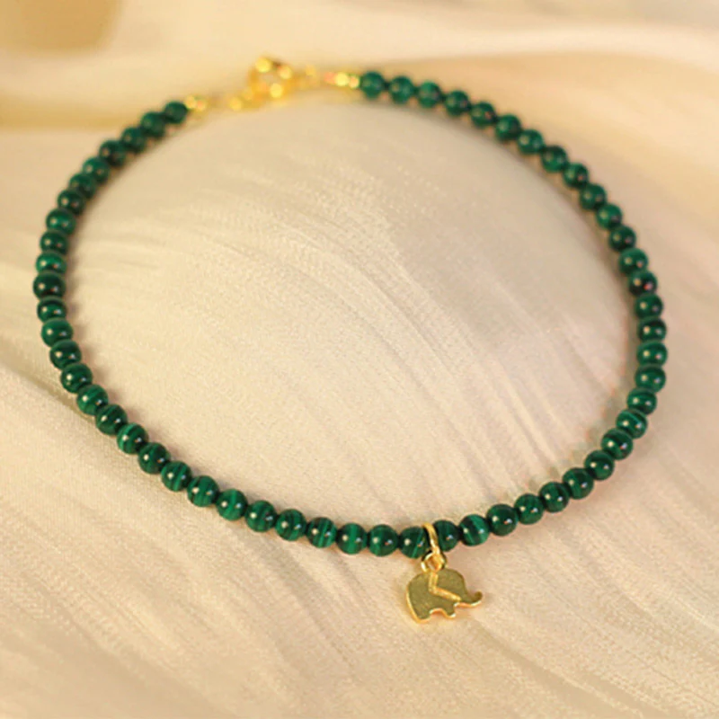 Braccialetto con ciondolo anti-ansia in malachite naturale con elefante Buddha Stones - Image 14