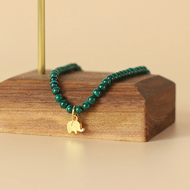 Braccialetto con ciondolo anti-ansia in malachite naturale con elefante Buddha Stones - Image 6