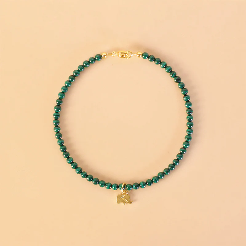 Braccialetto con ciondolo anti-ansia in malachite naturale con elefante Buddha Stones - Image 7