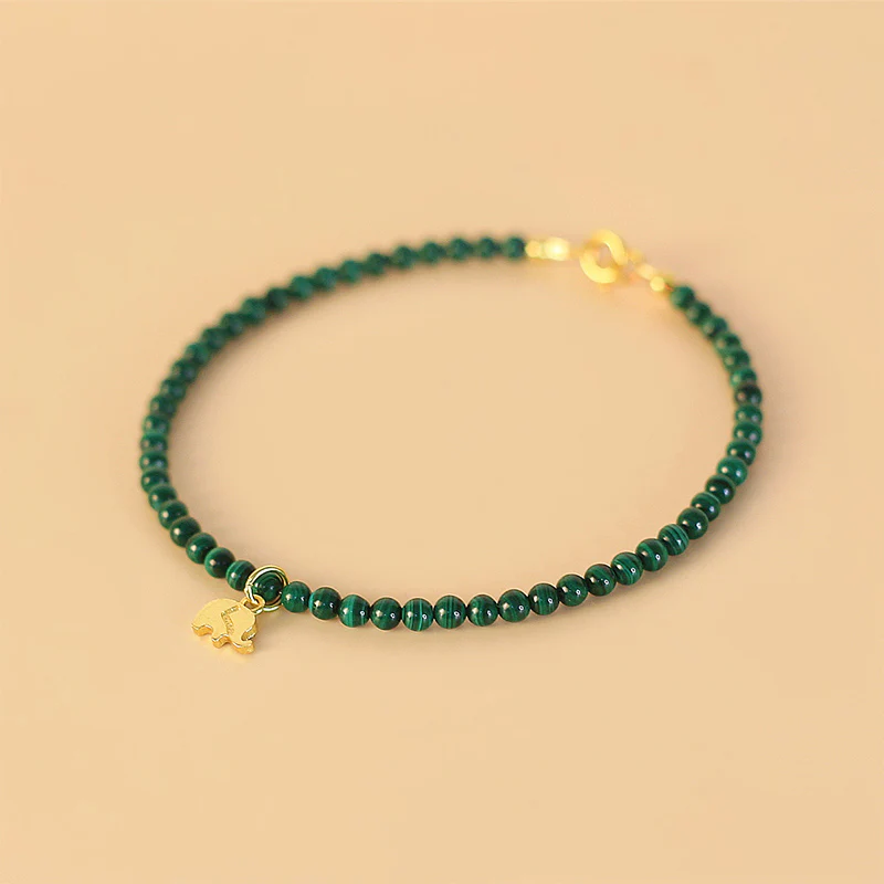 Braccialetto con ciondolo anti-ansia in malachite naturale con elefante Buddha Stones - Image 8