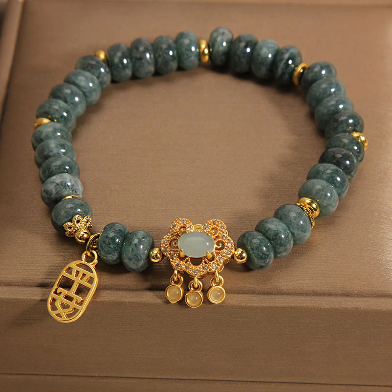 Braccialetto con ciondolo cinese in giada naturale con Buddha Stones, pace, fortuna e abbondanza - Image 3