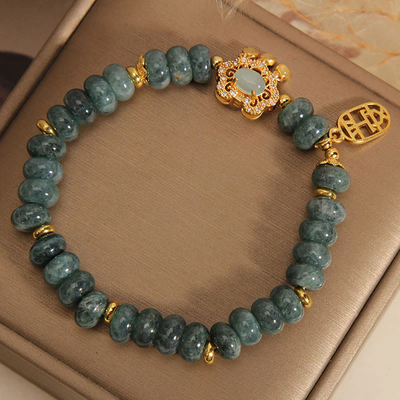 Braccialetto con ciondolo cinese in giada naturale con Buddha Stones, pace, fortuna e abbondanza - Image 5
