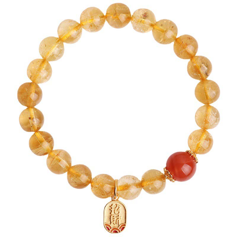 Braccialetto con ciondolo della fortuna in agata rossa e citrino Buddha Stones - Image 11