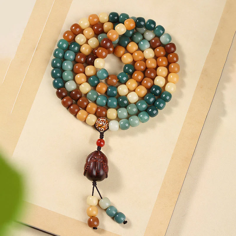 Braccialetto con ciondolo di pace e armonia, perline di loto Dzi, semi di Bodhi naturali , Buddha Stones - Image 15