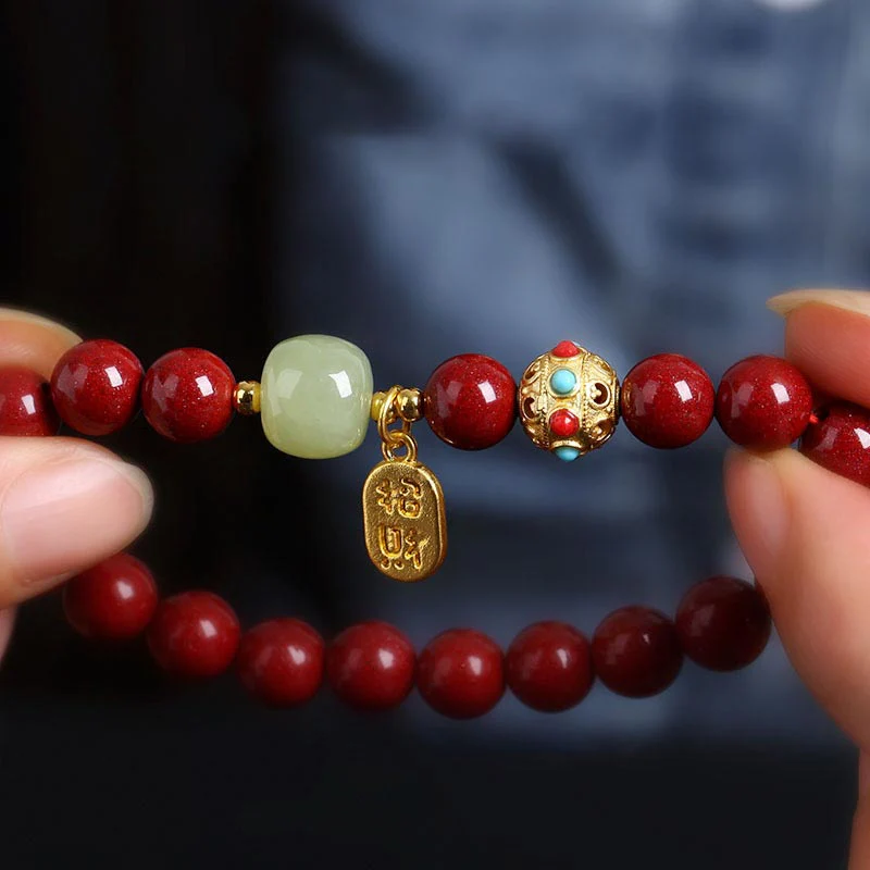 Braccialetto con ciondolo di protezione della fortuna in avventurina verde cinabro Buddha Stones - Image 6