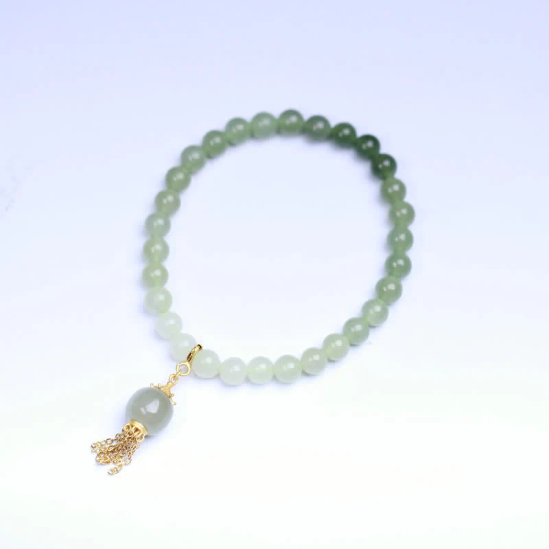 Braccialetto con ciondolo di ricchezza in perline di giada Hetian in argento sterling 925 - Image 8