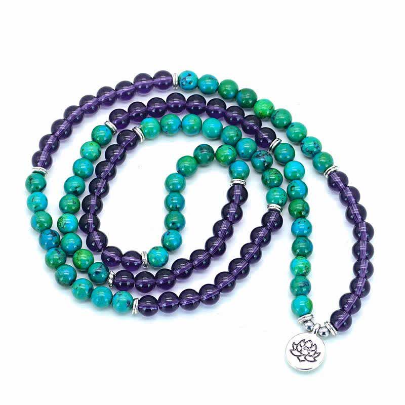 Braccialetto con ciondolo spirituale di loto, ametista, avventurina verde e Buddha Stones - Image 5