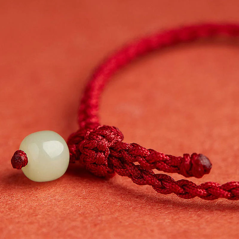 Braccialetto con corda Buddha Stones Round Peace Buckle Jade Lotus Happiness Abbondanza Ricchezza - Image 8