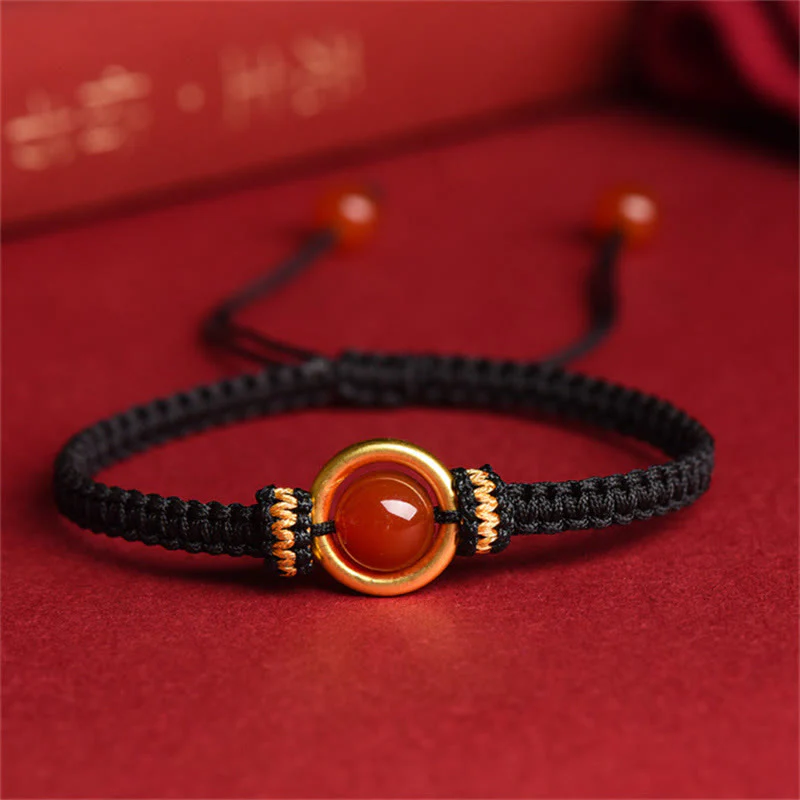 Braccialetto con corda calma e fibbia della pace con perline di agata rossa e Buddha Stones - Image 11