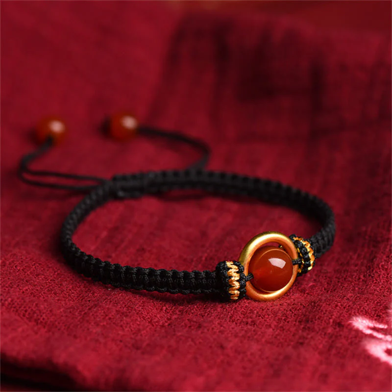 Braccialetto con corda calma e fibbia della pace con perline di agata rossa e Buddha Stones - Image 12