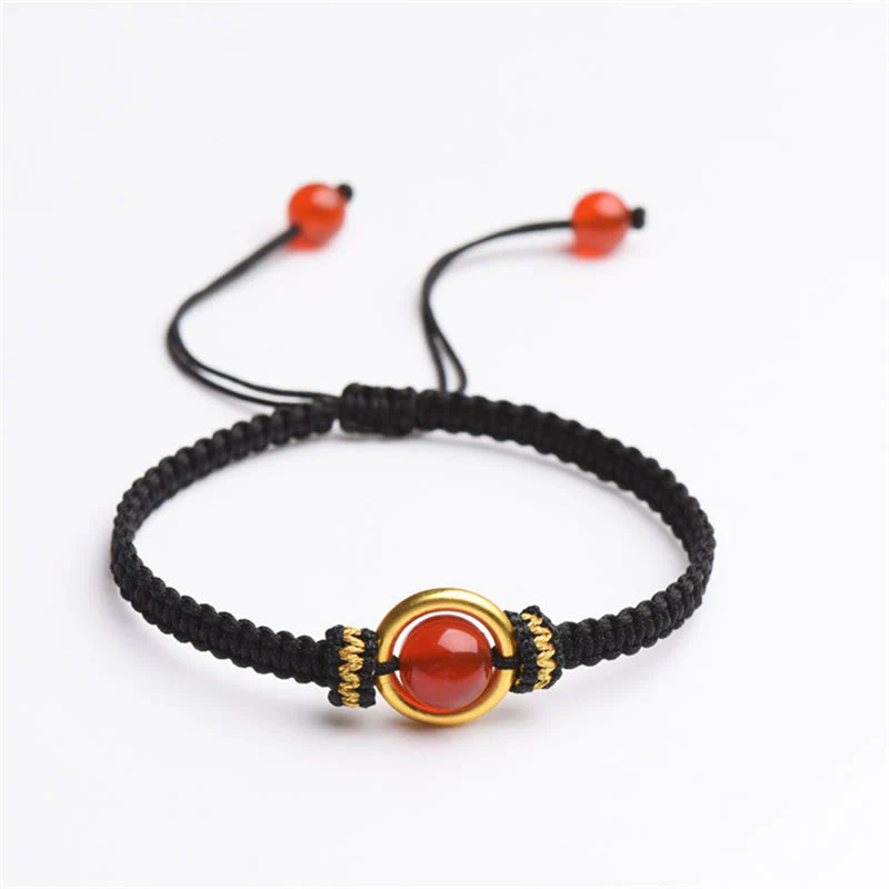 Braccialetto con corda calma e fibbia della pace con perline di agata rossa e Buddha Stones - Image 13
