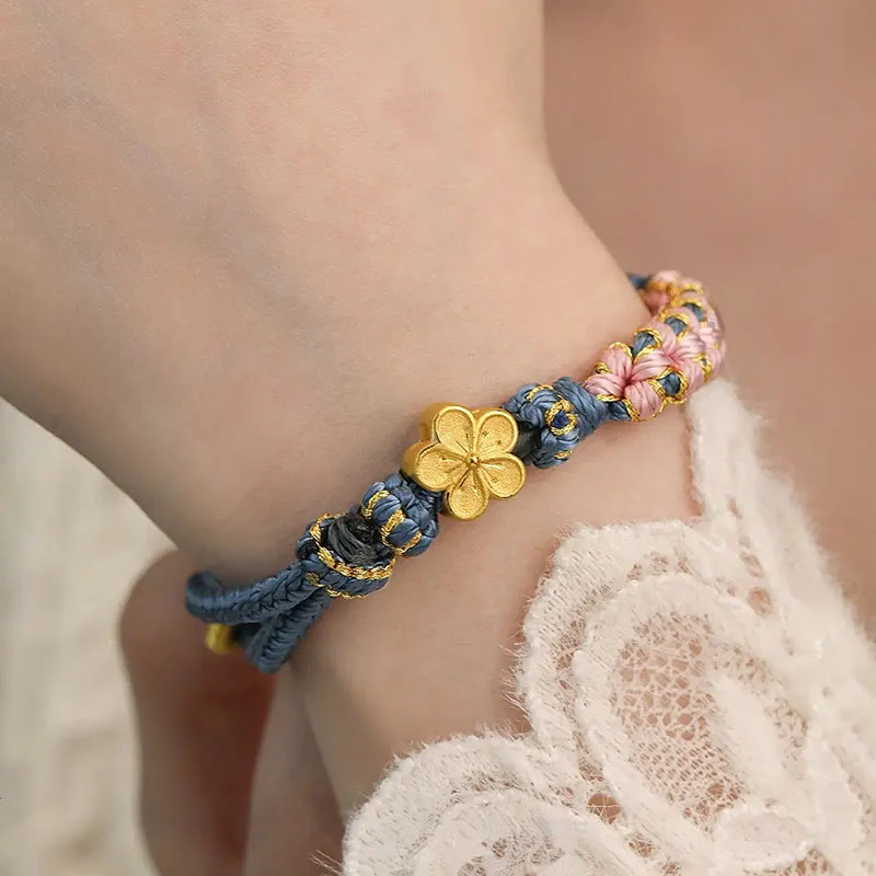Braccialetto con corda della ricchezza con motivo a fiori di pesco - Image 6