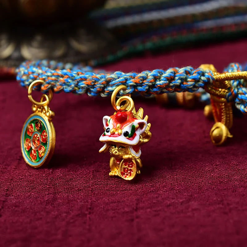 Braccialetto con corda intrecciata Thangka Tibetano Zakiram Dea della Ricchezza Ruota della Fortuna - Image 5