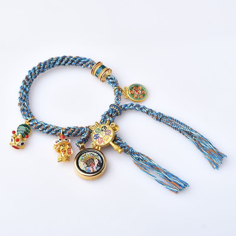 Braccialetto con corda intrecciata Thangka Tibetano Zakiram Dea della Ricchezza Ruota della Fortuna - Image 6