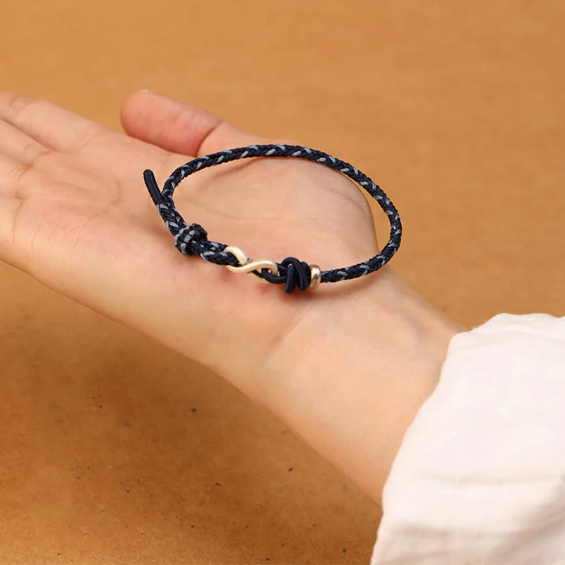 Braccialetto con corda portafortuna con simbolo dell'infinito e nodo infinito in argento sterling 999 fatto a mano Buddha Stones - Image 14