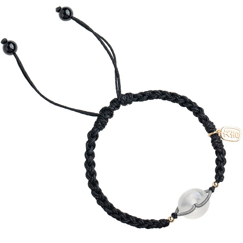 Braccialetto con corda positiva con fibbia rotonda in calcedonio Buddha Stones - Image 7