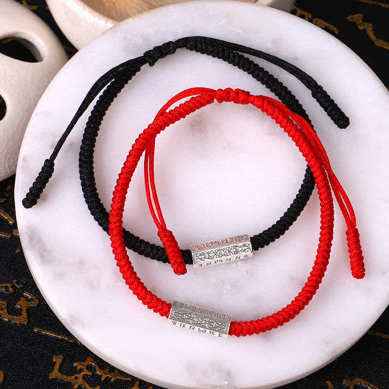 Braccialetto con corda rossa Buddha Stones Om Mani Padme Hum Luck Protection - Image 2