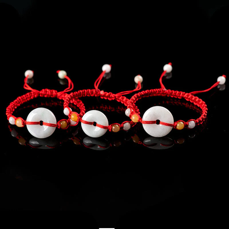 Braccialetto con corda rossa e fibbia della pace in giada con Buddha Stones - Image 13