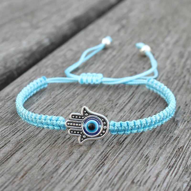 Braccialetto con cordino di protezione e fortuna con simbolo Hamsa fatto a mano con Buddha Stones - Image 10