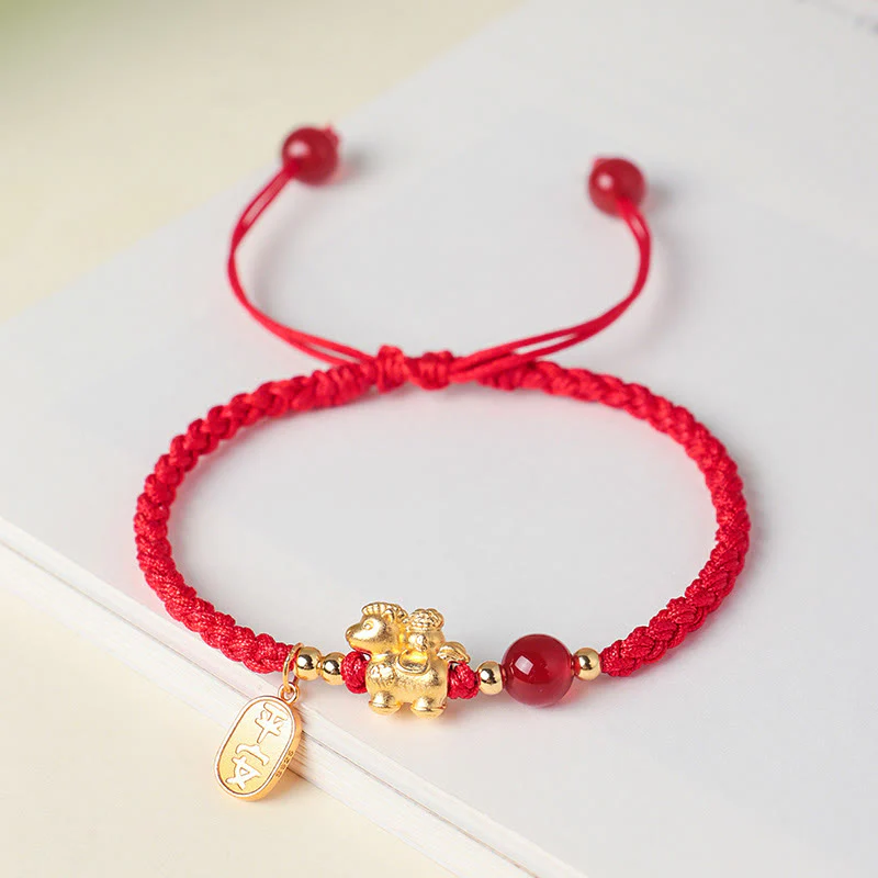 Braccialetto con cordino in argento sterling 999 Buddha Stones, simbolo di pace e ricchezza, anno del cavallo