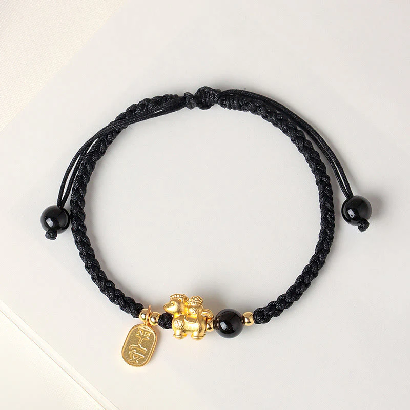 Braccialetto con cordino in argento sterling 999 Buddha Stones, simbolo di pace e ricchezza, anno del cavallo - Image 9